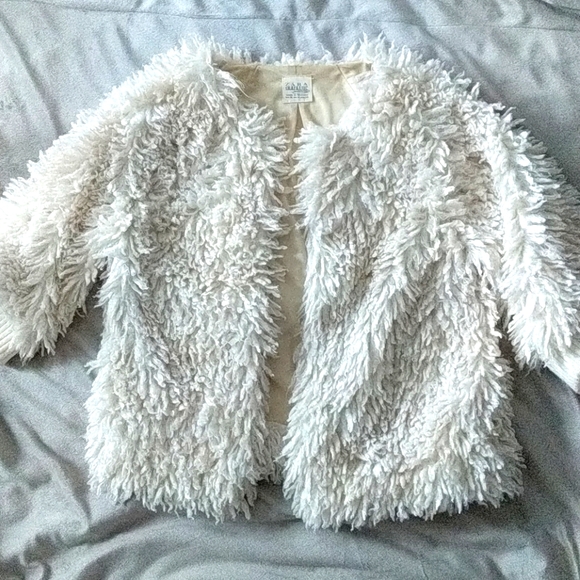 Zara Cream Teddy Crop Sleeve Jacket - Picture 1 of 8